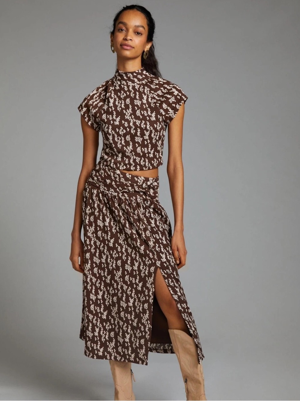 Anthropologie‎ Twist Front Midi Skirt